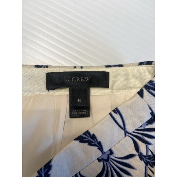 J Crew Skirt Size 6 Blue Floral Pencil Cotton Zip Up Office Preppy Party Casual - Picture 5 of 9